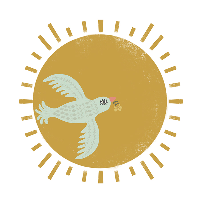 Zon met vogel 4kant