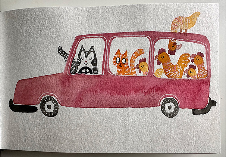 Cursus Creatief Tekenen schetsboektekening dierenauto